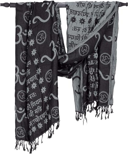 GURU SHOP Pashmina Viskose Schal/Stola mit OM Musterr - Grau, Herren/Damen, Synthetisch