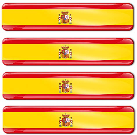 Biomar Labs® 4 pcs 3D Gel Pegatinas Bandera Nacional España Spain Silicona Adhesivo Autos Coches Motos Ciclomotores Bicicletas Ordenador Portátil F 21