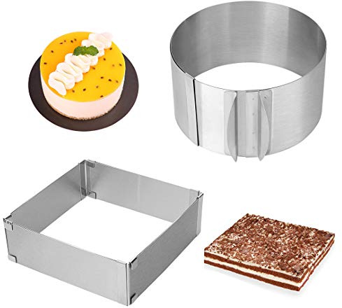 Meichu Adjustable Stainless Steel Cake Ring 2 Pack- 6 to 12 Inch
