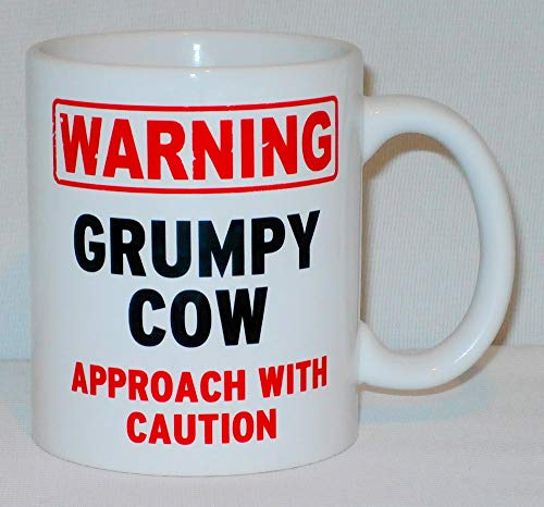 Warning Grumpy Cow Ceramic Mug Funny Novelty Gift