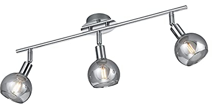 MeineWunschleuchte 3-flammiger Deckenstrahler mit Rauchglas Lampenschirmen, Breite 58cm