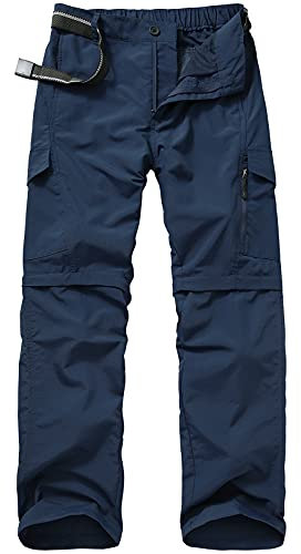 Jessie Kidden Hiking Walking Trousers Men,Quick Dry Convertible Lightweight Breathable Waterproof Outdoor Fishing Work Zip Off Cargo Pants #6088 Blue-34