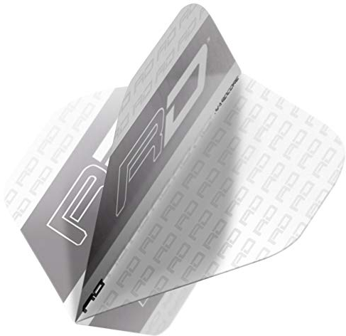 RED DRAGON Hardcore XT White and Silver RD Logo Extra Thick Standard Dart Flights - (4 Sätze pro Packung)