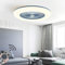HYKISS LED Fan Deckenleuchte Moderne Nordic Dimmable Deckenventilator Ultradünn Unsichtbar 32W Deckenventilator Mit Beleuchtung Ultra-Leise Schlafzimmer Wohnzimmer Lüfter Fan Deckenlampe(Ø55cm),Grau