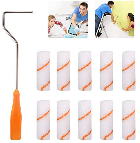 10 x Colorus Lackwalze, Ledeak Multifunktional Polyamid Heizkörperwalzen Set mit Praktisch Lackierroller-Bügel, Ideal für Wasserbasierte und Leicht Lösemittelhaltige Lacke
