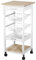 HOMCOM Mobile Rolling Kitchen Island Trolley for Home w/Metal Baskets Trays Shelves Wheels Compact Stylish Storage White