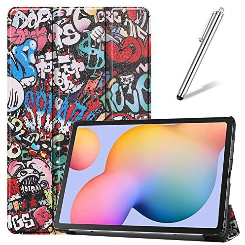 Artfeel Cover per Samsung Galaxy Galaxy Tab S6 Lite 2020 10.4 P610/P615,Sottile Leggero Pelle Smart Supporto Custodia con Auto Sveglia/Sonno,Slim Flip Folio Magnetico Tablet Caso,Graffiti