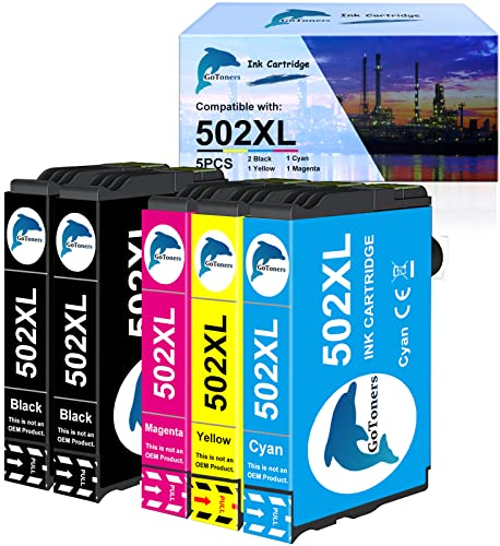 GoToners 502 XL Druckerpatronen Kompatibel für Epson 502 502XL Patronen für Workforce WF-2860 WF-2865 WF-2880 Expression Home XP-5100 XP5100 XP-5105 XP5150 (2 Schwarz, 1 Cyan, 1 Magenta, 1 Gelb)