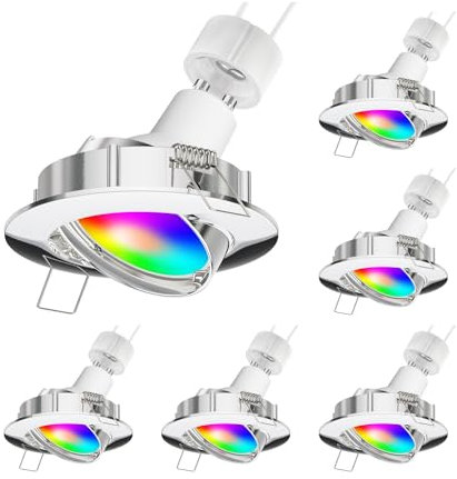 ledscom.de 6 Stück LED Decken-Einbaustrahler CIRC schwenkbar chrom inkl. Smart Home RGBW GU10 LED Lampe, 5,41W, 473lm