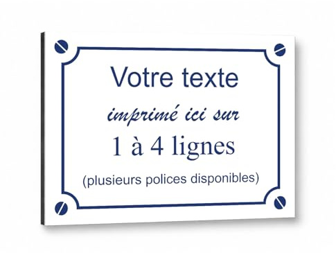 Placa decorativa de aluminio personalizada para interior y exterior 20x15cm blanco escritura azul