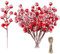 KSPOWWIN Künstliche Stechpalmenbeeren mit Schneeflocke, Glitzer, Weihnachtsbaumbeeren, Stechpalmenbeeren, Zweige, Blumen-Picks für Weihnachtsbaumschmuck, DIY-Kranz, Basteln, Hochzeitsdekoration, 24