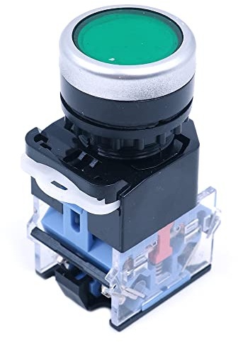 CENPEK 5 Pack 22 MM 10A 1NO 1NC Green Sign Interruttore a Pulsante Autobloccante LA38-11S Interruttori a Pulsante