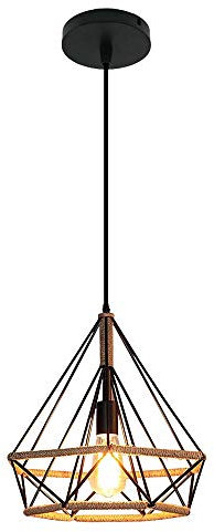 Mengjay Lámpara de araña de cuerda de cáñamo industrial vintage Lámpara de techo E27 colgantes Luces Lámpara de cocina de restaurante LOFT diamante bar restaurante sala dormitorio (A)