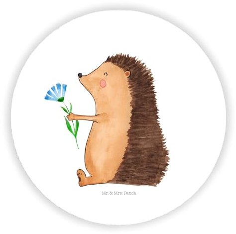 Mr. & Mrs. Panda Rund Magnet Igel Blumen - Geschenk, Souvenir Magnet, Gute Laune, Genesungswünsche, Pinnwandmagnet, lustige Sprüche, Motivmagnete,