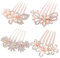 4 Stück Braut Hochzeit Haarkamm Haarschmuck, Blume Hochzeit Haarkamm, Strass Braut Haarkamm, für Hochzeit Brautjungfer Frau Mädchen Mutter Geschenk (Roségold)