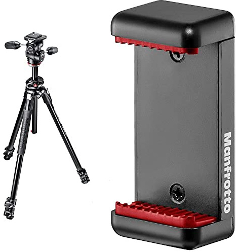 Manfrotto MK290DUA3-3W Trépied + Rotule 3D Noir & MCLAMP Pince Universelle pour Smartphone avec Pas de Vis 1/4 Noir