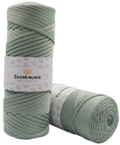 Sznurkomania, Cordoncino in poliestere da 5 mm, 100 m, molti colori, cordoncino piatto in poliestere, cordoncino macramè da 5 mm, filato macramè, filo di poliestere, cordoncino lucido (oliva chiaro)