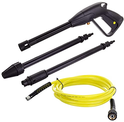 Pistola per idropulitrice Hobby Serie K M22x1,5 con tubo alta pressione da 15 m e lancia - Ugello regolabile e taglia-sporco - Compatibile con Kärcher