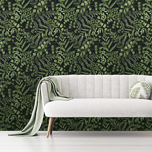 Tapete Tropisches Gras Grün Vliestapete Klebefolie Möbel Leicht Abzuziehen Selbstklebende Tapete Schlafzimmer Küchenrückwand Tapete Selbstklebend for Living Room 45x300cm/1 Pcs