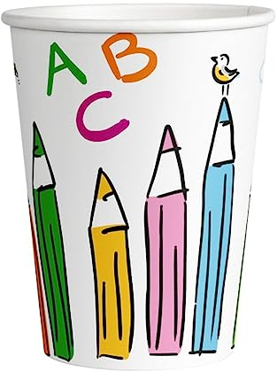 amscan 8 Becher * Schulanfang * für Kindergeburtstag und Mottoparty | FSC-zertifiziert | Einschulung ABC School Start Schulstart Kinder Geburtstag Party Partybecher Cups Pappbecher