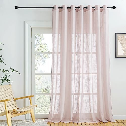 PONY DANCE Rideau Grand Lageur - Voilage Rose Décoration pour Maison Chambre Draperies avec Motif de Croix Chic pour Chambre, Largeur 254 x Hauteur 240cm, Rose Gris, 1 PC