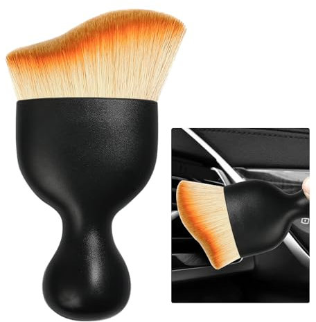 Ziciner Brosse de nettoyage de voiture, poils doux incurvés pour enlever la poussière, tableau de bord de véhicule, aérations de climatisation, accessoires de nettoyage d'intérieur (jaune)