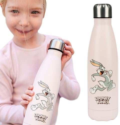Warner Bros Bugs Bunny Looney Tunes Bouteille D'eau Isotherme Sana BPA Gourde Inox Reutilisable Anti-Fuite Pour École Voyage Sport Activités En Extérieur 500 ml