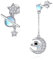 Mondstein Ohrringe 925 Sterling Silber Mond und Stern und Planet Astronaut Ohrringe Schmuck Geschenke für Frauen Mädchen