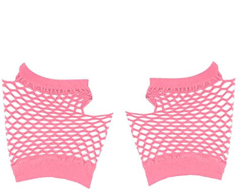 liaddkv 80s Fishnet 80s - Guanti in stile mesh, per feste da donna, per la vita notturna, per matrimonio, perle, rosa, Colore: rosa., Taglia unica
