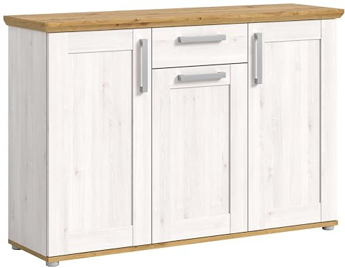 xonox.home Garderobe Verona Flurkommode Anrichte Stauraummöbel Kommode in Sibiu Lärche Nb. Absetzung Artisan Eiche Nb., ca. 137x92x39 cm