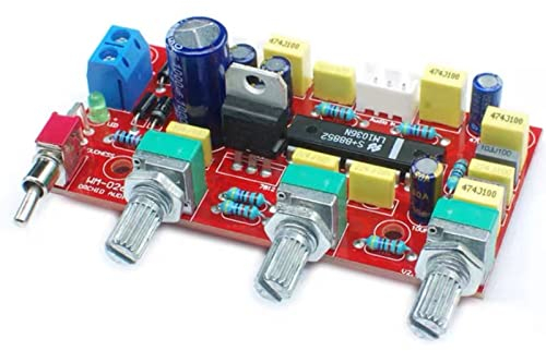 LM1036 OP-AMP HiFi Preamplifier Module Board Pre Amplifier Bass Treble Tone Control Printed Circuit Board Home Bass Preamp Module Anti Noise DIY Electronice Kit Accessory