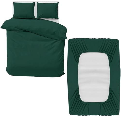 MOONLIGHT20015 King Bedding Set 4 Piece Duvet Cover Fitted Sheet with Pillow cases Soft Brushed Microfiber Duvet Cover sets Emerald