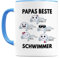 Papas beste Schwimmer Tasse personalisiert Kaffeetasse Vatertagsgeschenk Geschenk für Papa vom Kind Kaffeebecher Vater Geburtstagsgeschenk Vatertagstasse Keramiktasse 330ml (5 Kinder)