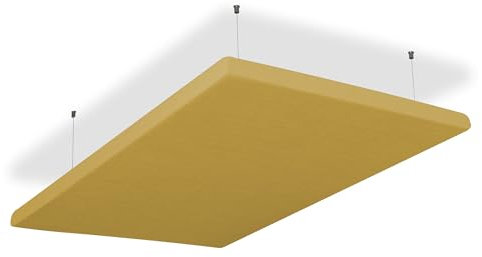 SILENT4® Schallabsorber Decke 114x72x5cm Akustikbild Akustikpaneele aus Akustikvlies, Seilmontage, messbar verbesserte Raumakustik durch Akustikplatten mit waschbarem Stoffbezug in Senfgelb