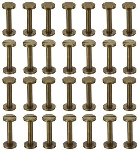 PATIKIL 25 Ensembles de Vis Chicago, Vis de Reliure à Fente en Laiton de 25 mm pour Ceintures en Cuir, Albums Photo, Couleur Bronze
