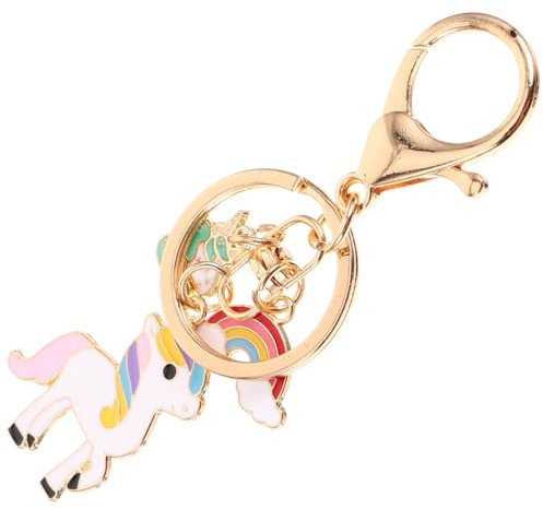 Yardenfun Porte-CléS Licorne Arc En Ciel En Alliage Rose Accessoire Voiture Porte-Clés Fille Suspendu Pendentif Pour Sac Clé DéCoration