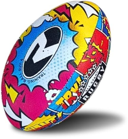 RUGBIER – Mini Ballon de Rugby pour Enfants T2 – Initiation et Entraînement - Ballon Cadeau Rugby – Comic Try