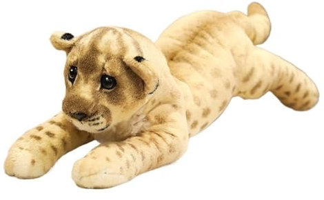 TOPLITHE Simulation Tiger Kuscheltier, Lebensechte Ausgestopfte Wildtiere Leopard Löwe Plüschkissen Geschenke for Kinder Erwachsene Weihnachtszimmerdekoration(Lion,48CM/18.8IN)