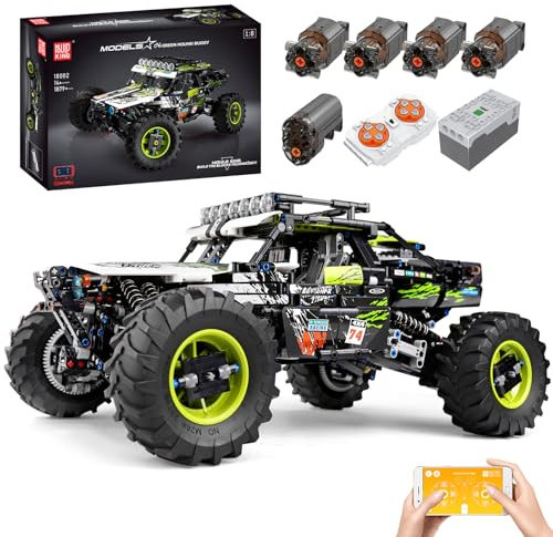 Mould King 18002 Technik Geländewagen Modell Baukasten Klettern, 2.4G Fernsteuerung und App Dual Control SUV Auto, 4x4 Technik Serie Extreme Geländewagen Klemmbausteine Set (1890 PCS)