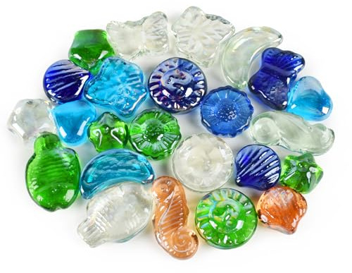 VIOCIWUO Ciottoli di vetro decorativi da 0,5 kg, perline di vetro piatte per composizioni floreali, vasi, gemme per acquario, ciottoli riempitivi per vasi