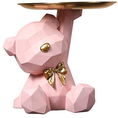 Qeunrtiy Bandeja de Almacenamiento Estatua Estatuilla, JoyeríA Pendientes Bandeja de LáPices Labiales, Estatuas de Oso con, Esculturas Cuenco para Llaves-B