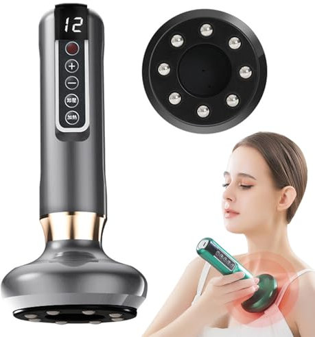 Elektrisches Schröpfmassagegerät, Cellulite-Massagegerät Cellulite-Massagegerät & Schröpfgerät, Anti Cellulite Massager, 12 Einstellbare Stufen Handmassagegerät für Bauch, Bein, Hüfte, Arm (Grau)
