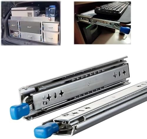 2 Stück Schubladenauszug mit Arretierung - Auszugsschienen for Schubladen, leise und geräuschlos, 250mm-1400m, Teleskopschiene, Vollauszüge, schwere Belastbarkeit(250mm)