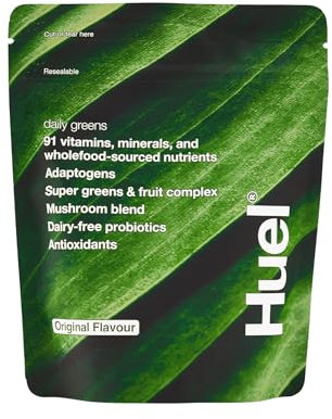 Huel Daily Greens, 255g, 30 Servings, Vegan Superfood Greens Powder, with Carrots, Broccoli, Spinach, Green Tea, Kale, Spirulina and More, Rich in Probiotics, Vitamins (One Size, Original)