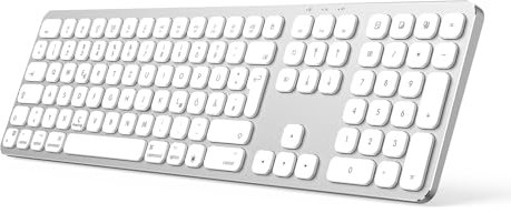 SODI Kabellose Bluetooth-Tastatur für Mac, QWERTZ deutsches Layout, Schlanke Tastatur für iPad, iPhone 16/15/14, iMac, MacBook Pro/Air in voller Größe– Weiß