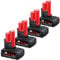 4 Pack M12 12V 8.0Ah Replacement for Milwaukee M12 Battery Cordless Tools,Lithium-ion Battery Compatible with Milwaukee Battery 48-11-2401 48-11-2402 48-11-2411 48-11-2420 48-11-2460