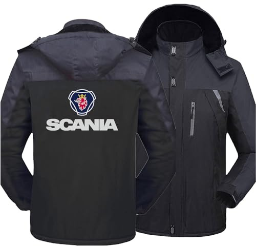 MODRYER Veste Polaire pour Homme Scania Veste De Ski Imperméable Thermique Veste De Neige Coupe-Vent Épais Manteaux Chauds d'hiver Vestes Parka Rembourrées,Black-L