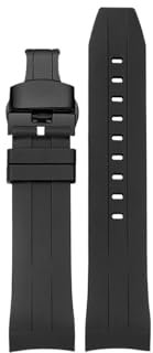 Mefloar Correa de reloj de extremo curvo Compatible con Citizen Blue Angel de segunda generación JY8078 CB5848 correa de reloj de silicona pulsera deportiva de goma de 22mm(Black-Black Folding)