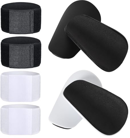 Naapesi 2 Paare Mini Schienbeinschoner und Schienbeinschoner Halter, Anti Rutsch Schienbeinschonerhalter, Mini Football Shin Pads, Fussball Stutzenhalter für Kind Jugend Erwachsener