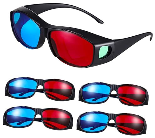 Générique 5 Pièces Lunettes 3D Rouges Et Bleues 3 Rouges Lunettes Stéréoscopiques Lunettes Daltoniennes 3 pour Les Films Rouge Et Lunettes Plastique Optique